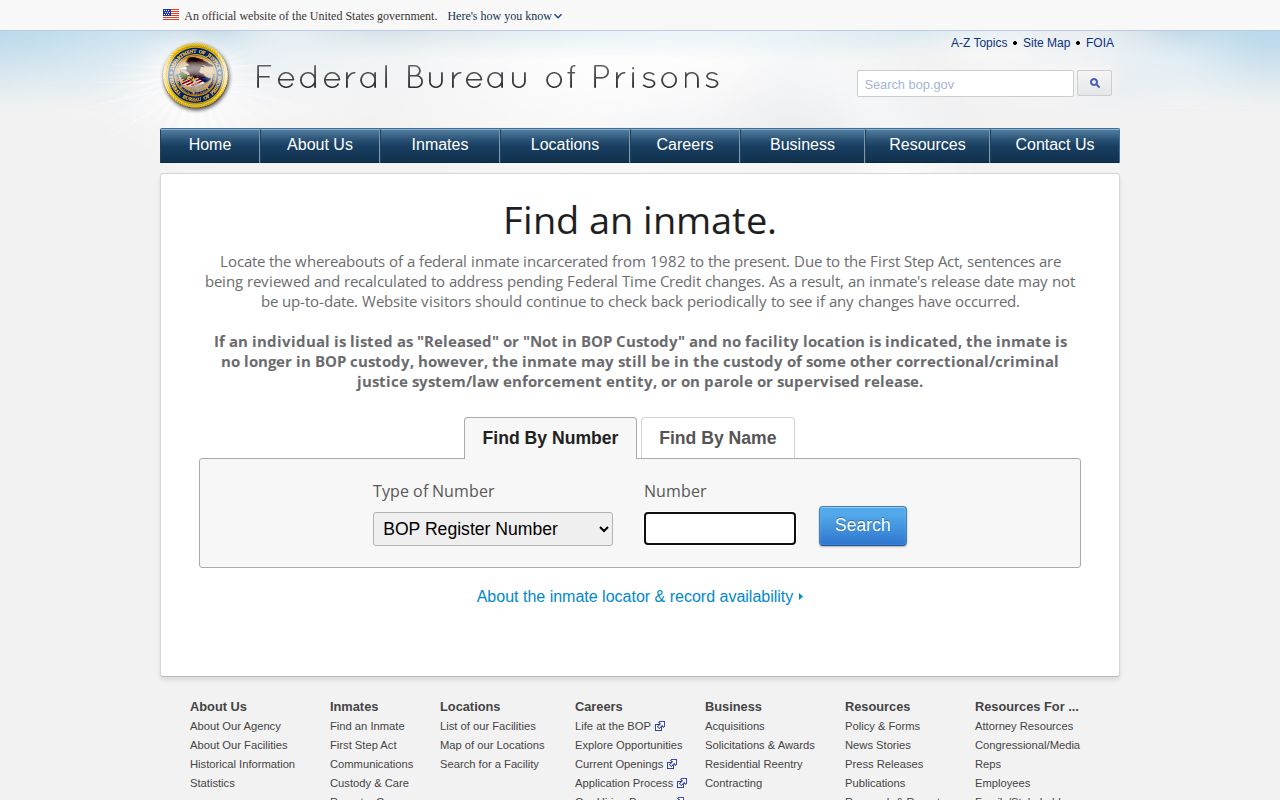 Federal custody locator separate from Burnett County booking records