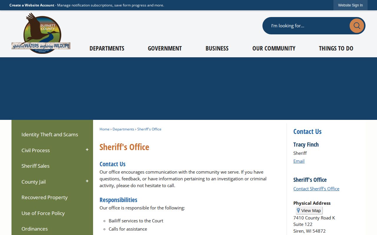 Burnett County Sheriff's Office booking-record source