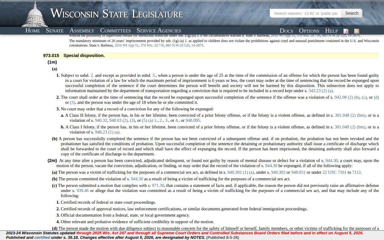 Wisconsin expungement statute for Burnett County booking records