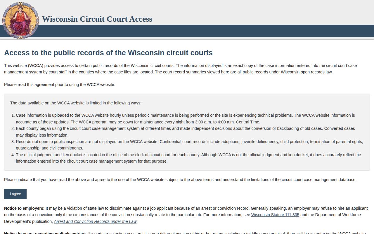 Burnett County warrant and court record search through Wisconsin Circuit Court Access